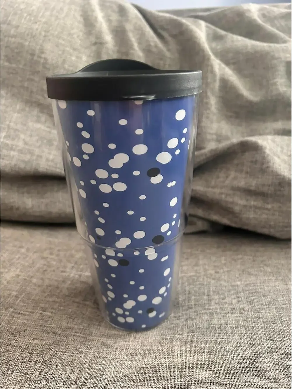 Tervis Tumbler Blue Black & White Polka Dots 24 Oz Cup Black Lid